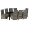 vidaXL Set da Pranzo per Giardino con cuscino 9 pcs Grigio polyrattan