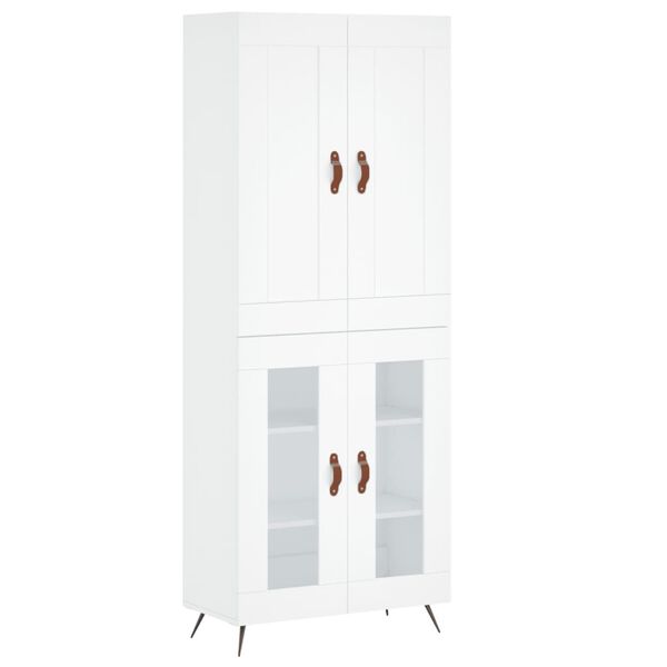 vidaXL Credenza Bianca 69,5x34x180 cm in Legno Multistrato