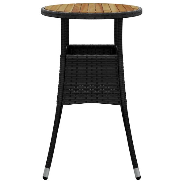 vidaXL Tavolo Giardino Ø60x75 cm Massello Acacia e Polyrattan Nero