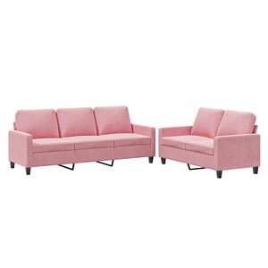 vidaXL Set di Divani 2 pz con Cuscini rosa in Velluto
