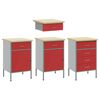 vidaXL Mobile da lavoro con cassetto 4 pcs Rosso 200 x 55 x 85 cm