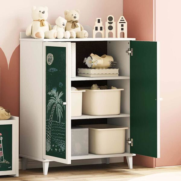 vidaXL Armadio con due porte e frontale della lavagna ROROS Bianco