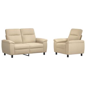 vidaXL Set di divani 2 pcs Crema Tessuto
