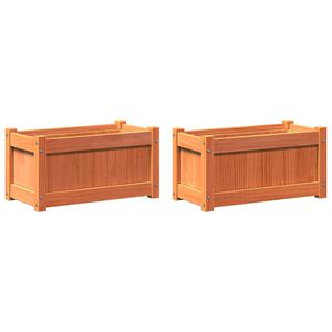 vidaXL Fioriere da Giardino 2pz Marrone Cera Legno Massello di Pino
