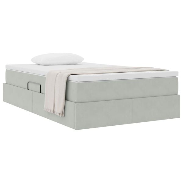 vidaXL Letto con contenitore e materasso Grigio chiaro 120 x 190 cm