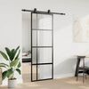 vidaXL Porta Scorrevole Set Ferramenta Nera 76x205 cm Vetro Temperato