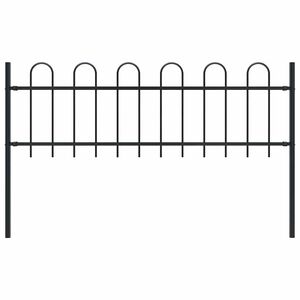 vidaXL Recinzione da Giardino BOXTEL con Parte Superiore ad Anello in Acciaio 181x60 cm Nero