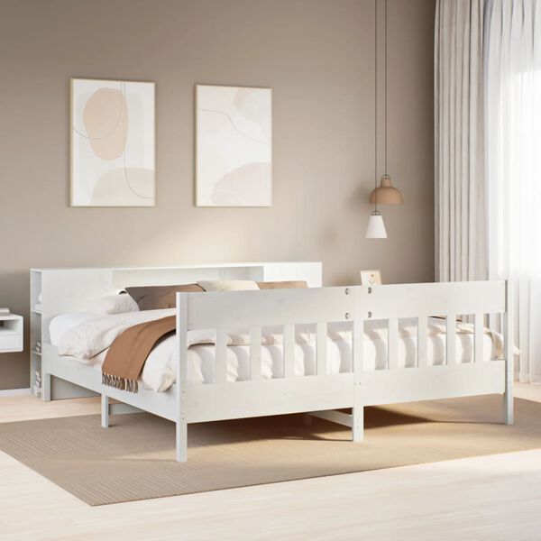 vidaXL Letto Libreria senza Materasso Bianco 200x200 cm Legno di Pino