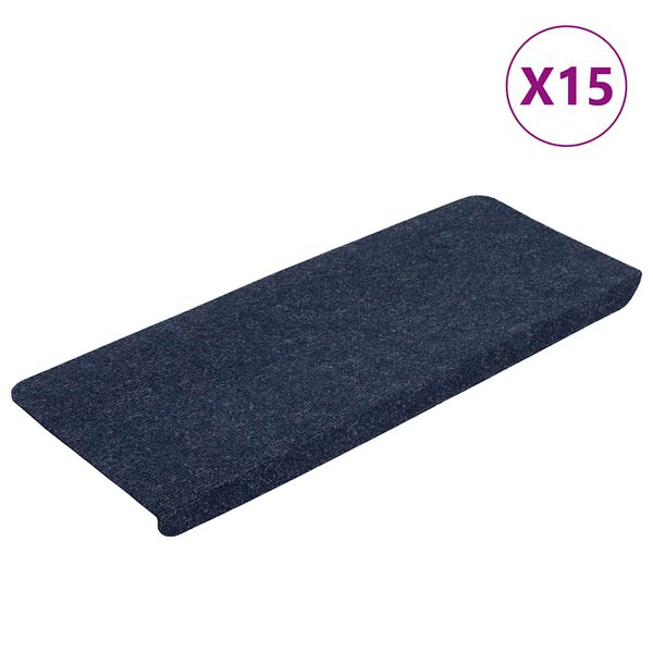 vidaXL Tappetini Autoadesivi per Scale 15 pz 65x24,5x3,5 cm Blu