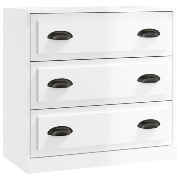 vidaXL Credenza Bianco Lucido 70x35,5x67,5 cm in Legno Multistrato