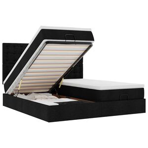 vidaXL Struttura Letto Pouf con Materassi Nero 160x200 cm in Tessuto