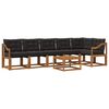 vidaXL Set di divani da esterno con cuscino 7 pcs Naturale e Nero