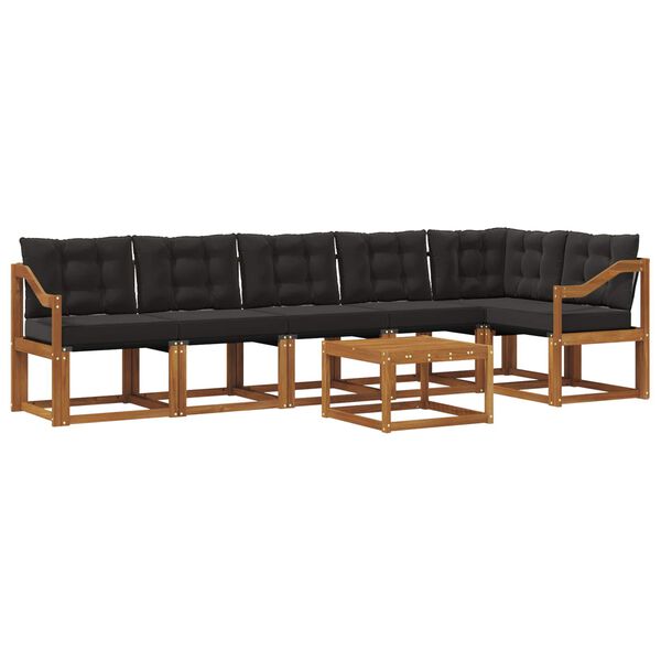 vidaXL Set di divani da esterno con cuscino 7 pcs Naturale e Nero