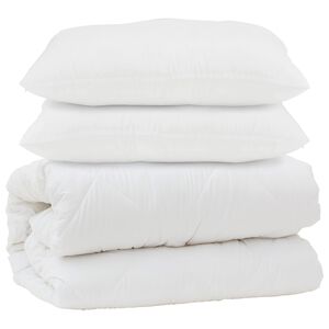 vidaXL Piumone con cuscino 3 pcs Bianco Microfibra