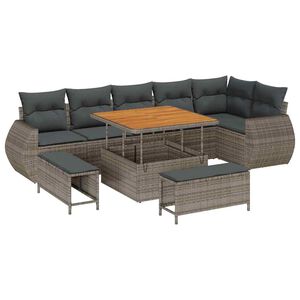 vidaXL Set Divano da Giardino 9 pcs Grigio Rattan in Polipropilene