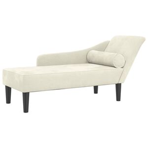 vidaXL Chaise Longue con Cuscini Crema in Velluto