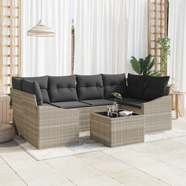 vidaXL Set di divani 7 pcs Grigio chiaro e grigio scuro polyrattan