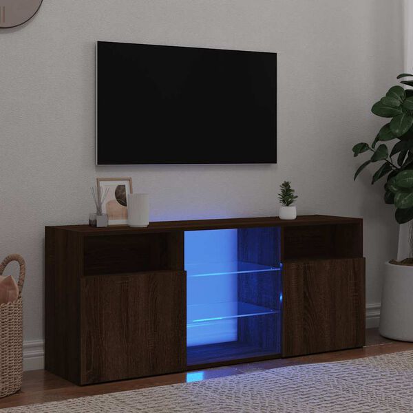 vidaXL Mobile Porta TV con Luci LED Rovere Marrone 120x30x50 cm