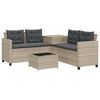 vidaXL Divano Giardino Tavolo e Cuscini a L Grigio Chiaro Polyrattan