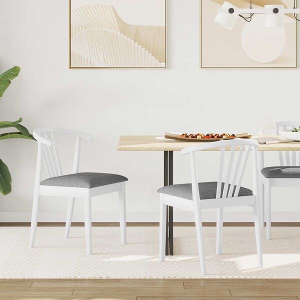 vidaXL Sedia da pranzo 2 pcs Bianco e Grigio Legno di gomma massiccio