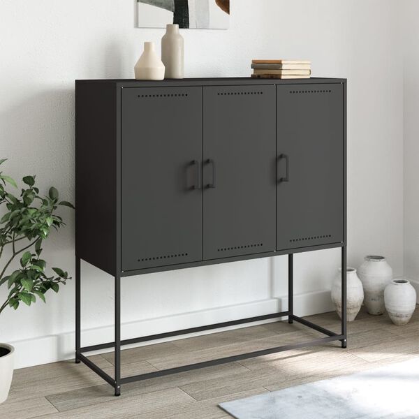 vidaXL Credenza Nera 100,5x39x107 cm in Acciaio
