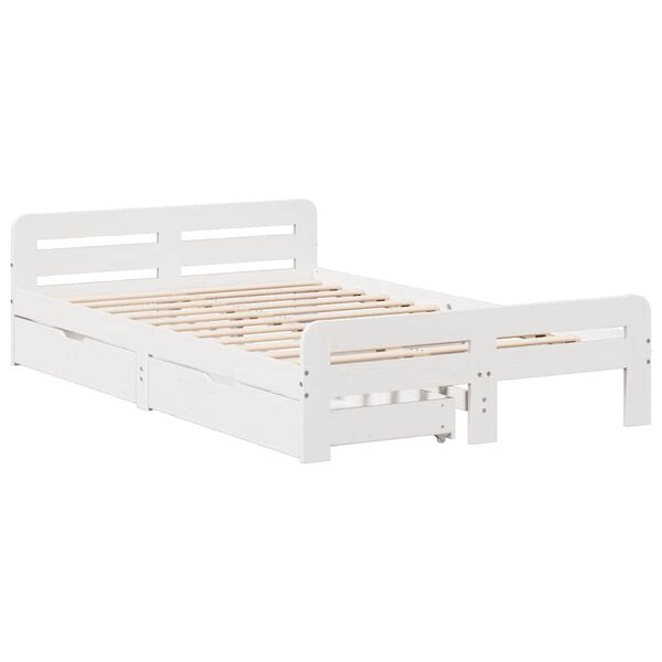 vidaXL Letto senza Materasso Bianco 135x190 cm Legno Massello di Pino