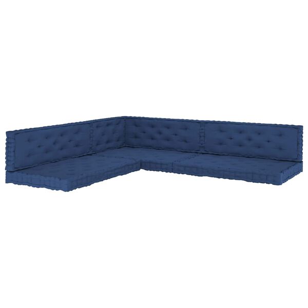 vidaXL Cuscini per Pallet e Pavimento 7 pz Blu Navy Chiaro in Cotone