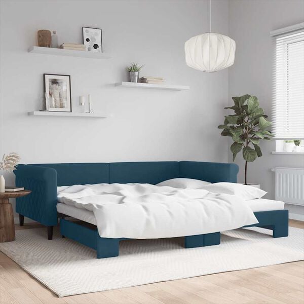 vidaXL Divano Letto con Letto Estraibile Blu 100x200 cm in Velluto