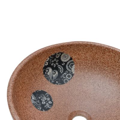 vidaXL Lavabo da Appoggio Marrone e Blu Rotondo Φ41x14 cm Ceramica
