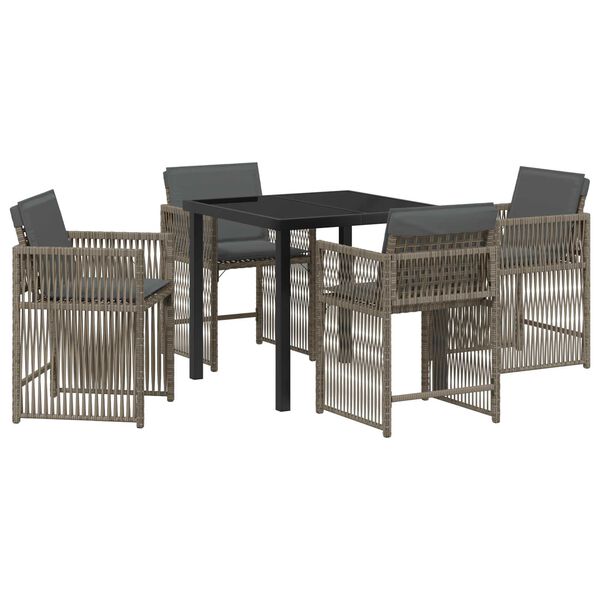 vidaXL Set da Pranzo per Giardino 5 pcs Grigio polyrattan