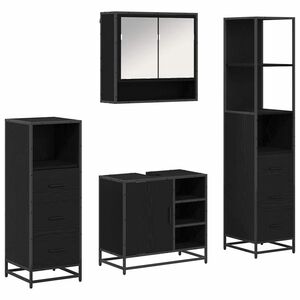 vidaXL Set di mobili per il bagno 4 pz Rovere Nero 65 x 33 x 60 cm