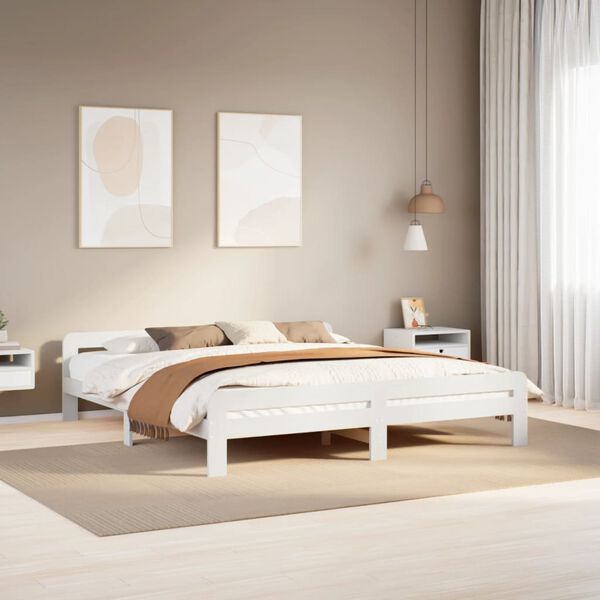 vidaXL Letto senza Materasso Bianco 180x200 cm Legno Massello di Pino
