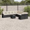 vidaXL Set Divani da Giardino 11 pz con Cuscini in Polyrattan Nero