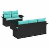vidaXL Set Divano da Giardino 6 pcs Nero e Turchese polyrattan