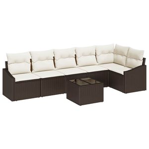 vidaXL Set di divani con cuscino 7 pcs Marrone polyrattan