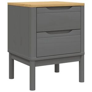 vidaXL Comodino FLORO Grigio 45x39x57 cm in Legno Massello di Pino