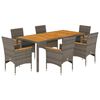 vidaXL Set Pranzo da Giardino 7pz con Cuscini Polyrattan Acacia Grigio