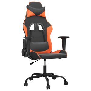 vidaXL Sedia da Gaming Massaggiante Nero e Arancione in Similpelle