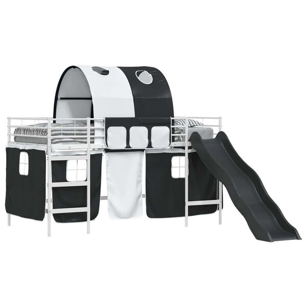 vidaXL Struttura del letto loft per bambini Bianco e Nero Metallo