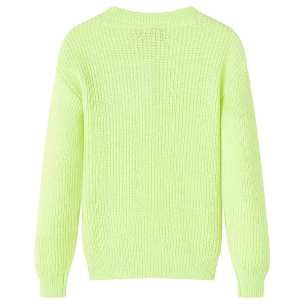 Maglione da Bambina Lavorato a Mano Giallo Neon 128