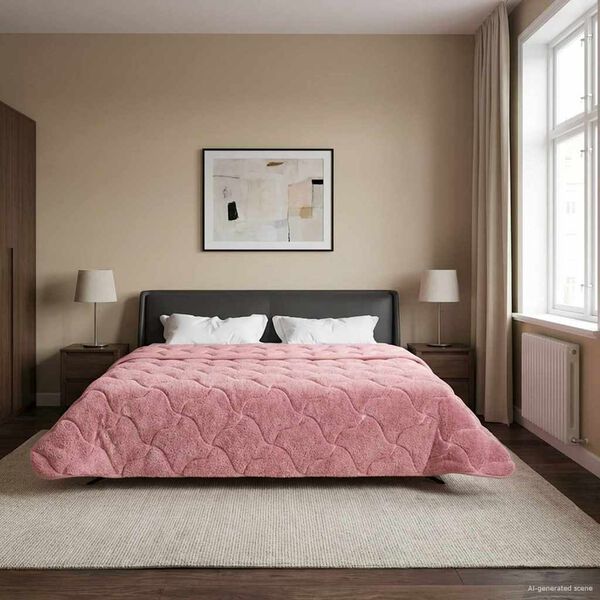 vidaXL Duvet Invernale Rosa 220 x 240 cm Microfibra e Fleece Teddy