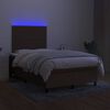 vidaXL Letto a Molle Materasso e LED MarroneScuro 120x190cm in Tessuto