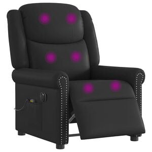 vidaXL Poltrona Massaggiante Reclinabile Elettrica Nero Similpelle