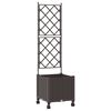 vidaXL Vaso da giardino con grigliato e ruote Marrone 40 x 40 x 149 cm
