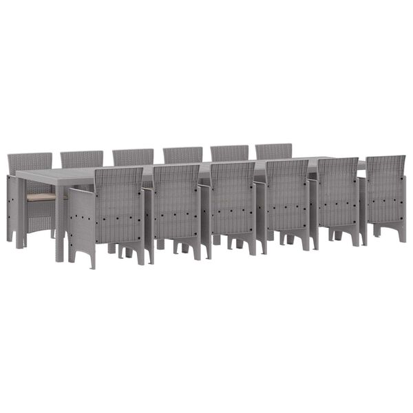 vidaXL Set da Pranzo per Giardino 13 pcs Grigio chiaro Rattan Polt