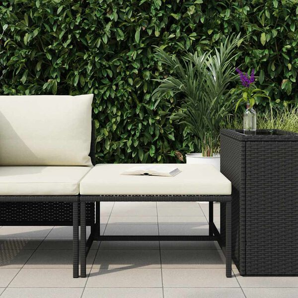 vidaXL Poggiapiedi Modulare con Cuscino in Polyrattan Nero