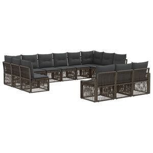 vidaXL Set Divano da Giardino 13 pz Grigio polyrattan