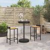 vidaXL Set Bar Giardino 3 pz Nero Polyrattan e Legno Massello Acacia