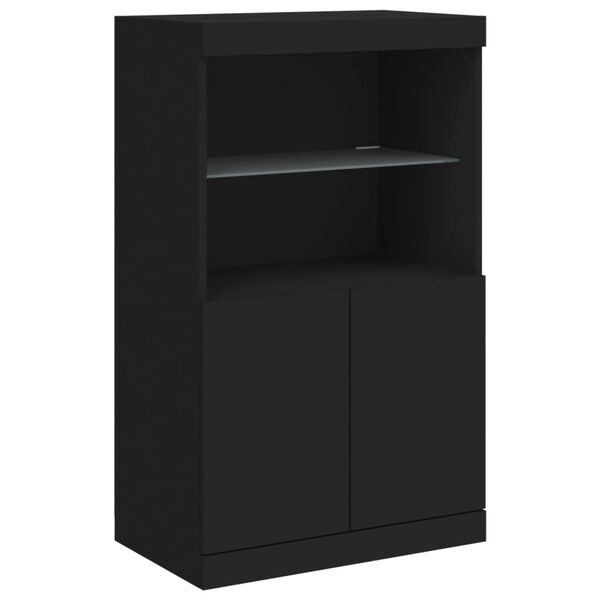 vidaXL Credenza con Luci LED Nera 60,5x37x100 cm