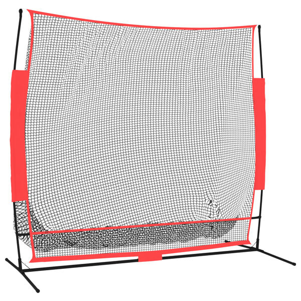 vidaXL Rete Baseball Portatile Nera e Rossa 215x107x216 cm Poliestere